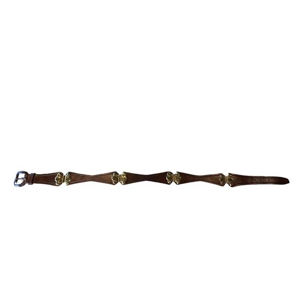 Beautiful Pisa Designer Vintage‎ Leather Belt Brown Gold Brass Hardware 26 605 - Picture 1 of 6